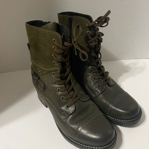 Taos Crave Burgundy Leather Lace-up Combat Field Rugged Boots EU 41 us 10-10.5